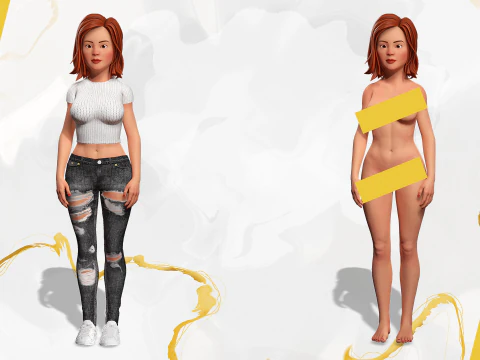 Cartoon Rigged adorabile ragazza semi-realismo 3D Low-poly Modello 3D