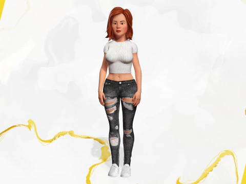 Cartoon Rigged adorabile ragazza semi-realismo 3D Low-poly Modello 3D