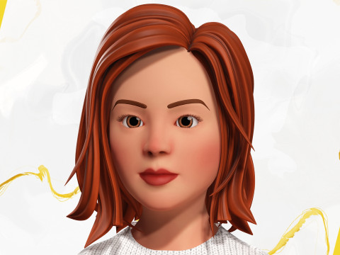 Cartoon Rigged lovely Girl semi-realism 3D Low-poly 3Dモデル