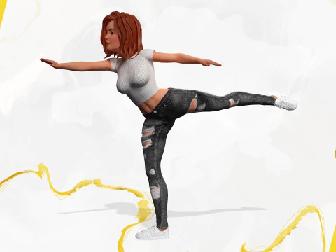 Cartoon Rigged adorabile ragazza semi-realismo 3D Low-poly Modello 3D