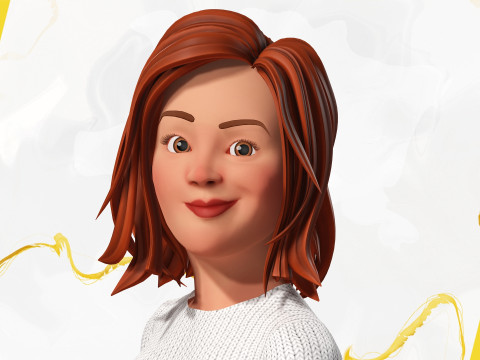 Cartoon Rigged lovely Girl semi-realism 3D Low-poly 3Dモデル