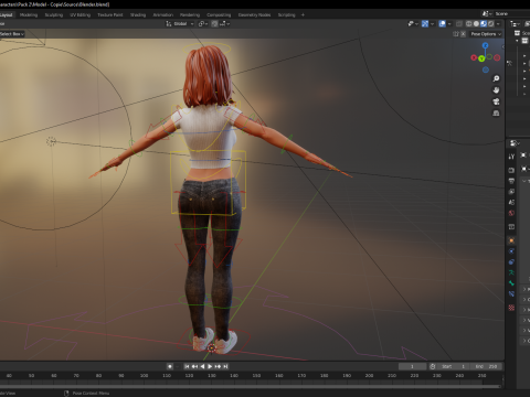 Cartoon Rigged lovely Girl semi-realism 3D Low-poly 3Dモデル