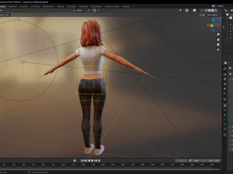 Cartoon Rigged adorabile ragazza semi-realismo 3D Low-poly Modello 3D