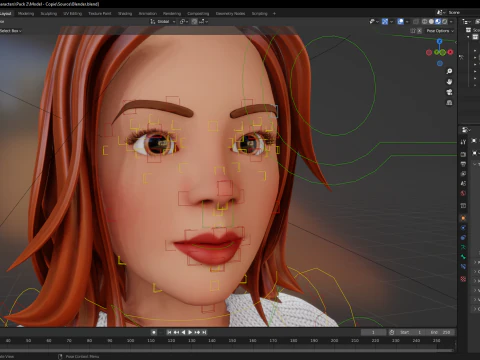 Cartoon Rigged adorabile ragazza semi-realismo 3D Low-poly Modello 3D