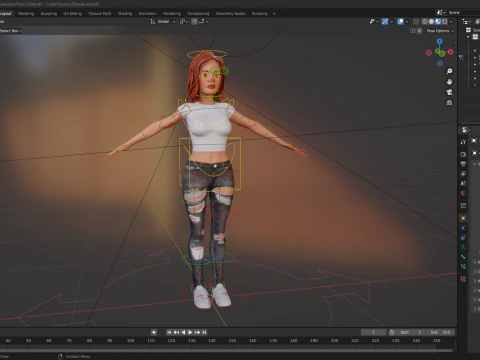Cartoon Rigged adorabile ragazza semi-realismo 3D Low-poly Modello 3D
