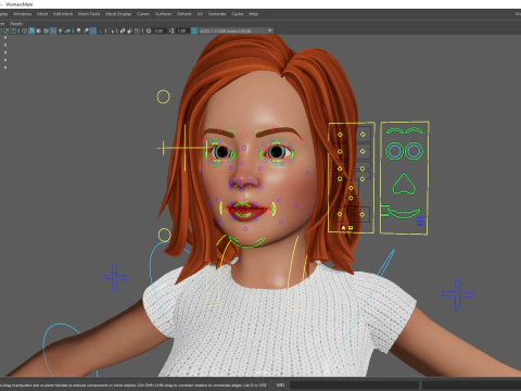 Cartoon Rigged adorabile ragazza semi-realismo 3D Low-poly Modello 3D