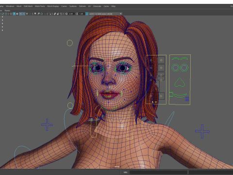 Cartoon Rigged adorabile ragazza semi-realismo 3D Low-poly Modello 3D