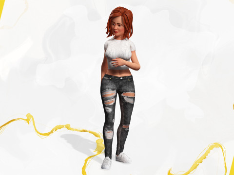 Cartoon Rigged lovely Girl semi-realism 3D Low-poly 3Dモデル