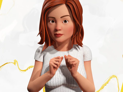 Cartoon Rigged adorabile ragazza semi-realismo 3D Low-poly Modello 3D