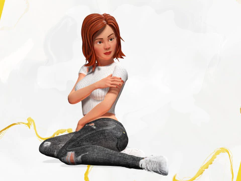 Cartoon Rigged adorabile ragazza semi-realismo 3D Low-poly Modello 3D