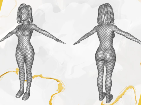Cartoon Rigged adorabile ragazza semi-realismo 3D Low-poly Modello 3D