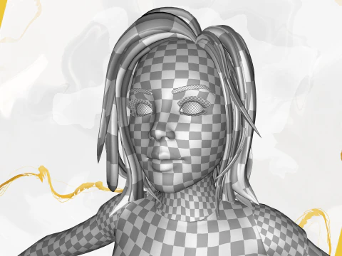 Cartoon Rigged adorabile ragazza semi-realismo 3D Low-poly Modello 3D