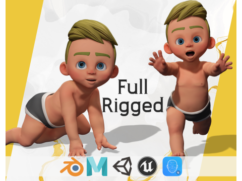 Rigged Boy Little Kid Stylized Anatomy 3D 모델
