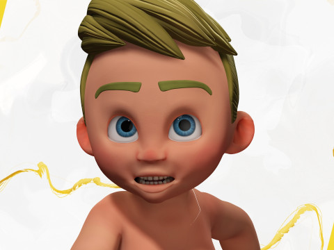 Rigged Boy Little Kid Stylized Anatomy 3Dモデル