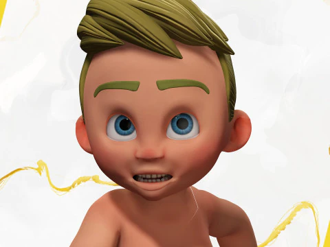 Rigged Boy Little Kid Stylized Anatomy 3D Model