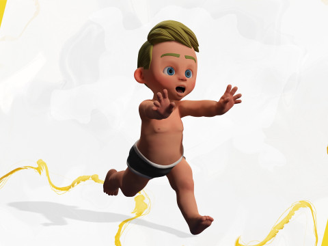 Rigged Boy Little Kid Stylized Anatomy 3Dモデル