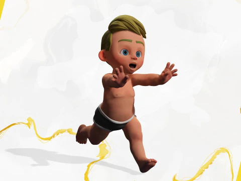Rigged Boy Little Kid Stylized Anatomy 3D Model