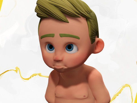 Rigged Boy Little Kid Stylized Anatomy 3Dモデル