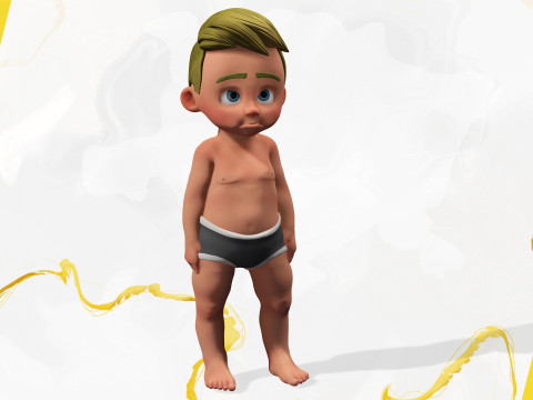 Rigged Boy Little Kid Stylized Anatomy 3Dモデル
