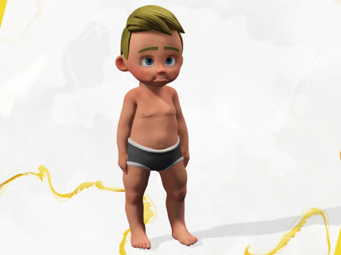 Rigged Boy Little Kid Stylized Anatomy 3D Model