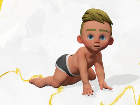 Rigged Boy Little Kid Stylized Anatomy 3D Model