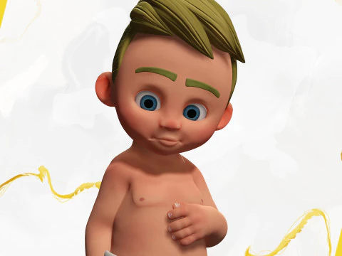Rigged Boy Little Kid Stylized Anatomy 3D Model