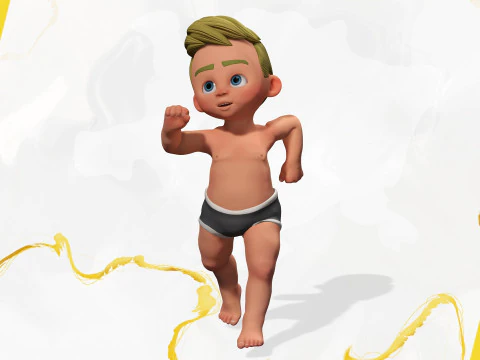 Rigged Boy Little Kid Stylized Anatomy 3D Model