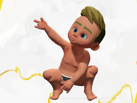 Rigged Boy Little Kid Stylized Anatomy 3Dモデル
