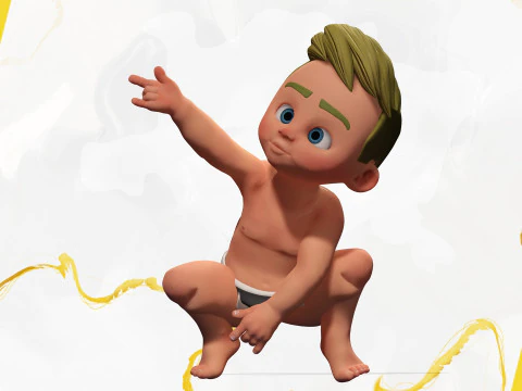 Rigged Boy Little Kid Stylized Anatomy 3D Model
