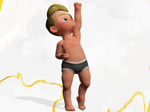 Rigged Boy Little Kid Stylized Anatomy 3Dモデル