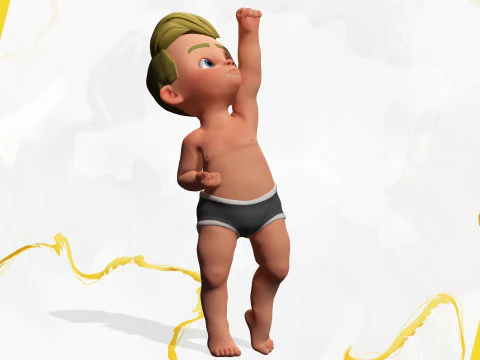 Rigged Boy Little Kid Stylized Anatomy 3D Model