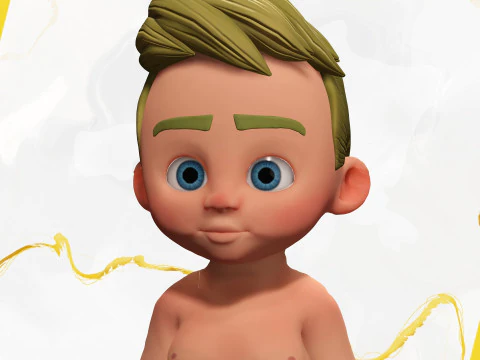 Rigged Boy Little Kid Stylized Anatomy 3D Model