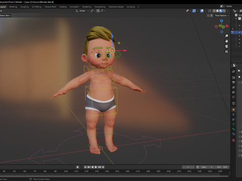 Rigged Boy Little Kid Stylized Anatomy 3Dモデル