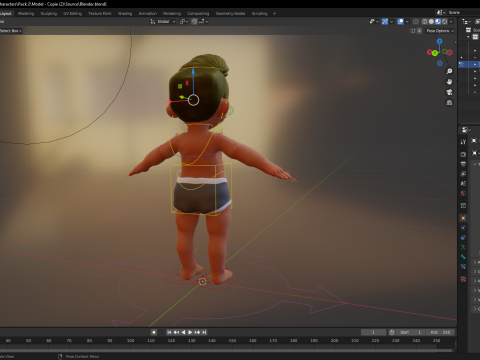 Rigged Boy Little Kid Stylized Anatomy 3Dモデル