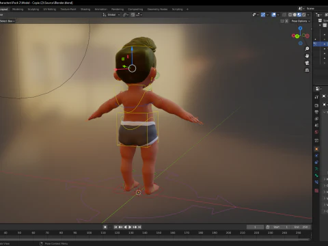 Rigged Boy Little Kid Stylized Anatomy 3D Model
