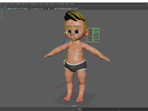 Rigged Boy Little Kid Stylized Anatomy 3Dモデル