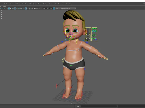 Rigged Boy Little Kid Stylized Anatomy 3D Model