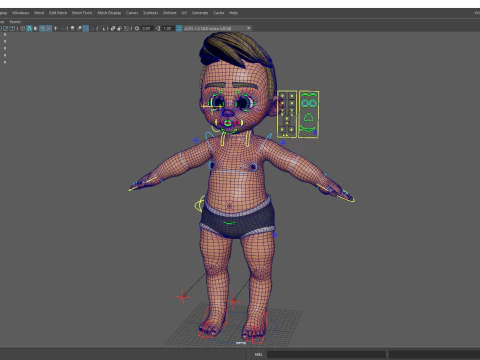 Rigged Boy Little Kid Stylized Anatomy 3D Model