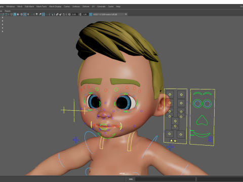 Rigged Boy Little Kid Stylized Anatomy 3Dモデル