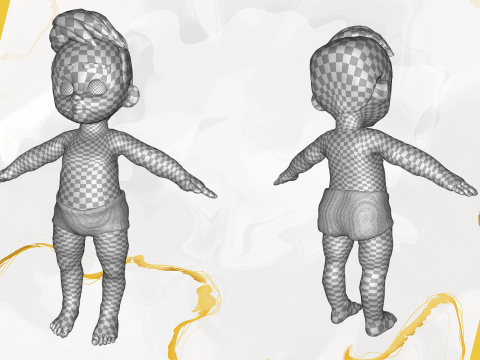 Rigged Boy Little Kid Stylized Anatomy 3Dモデル