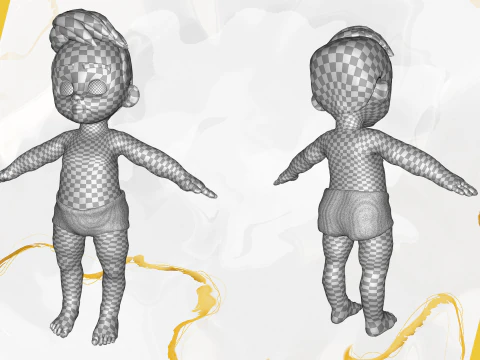 Rigged Boy Little Kid Stylized Anatomy 3D Model