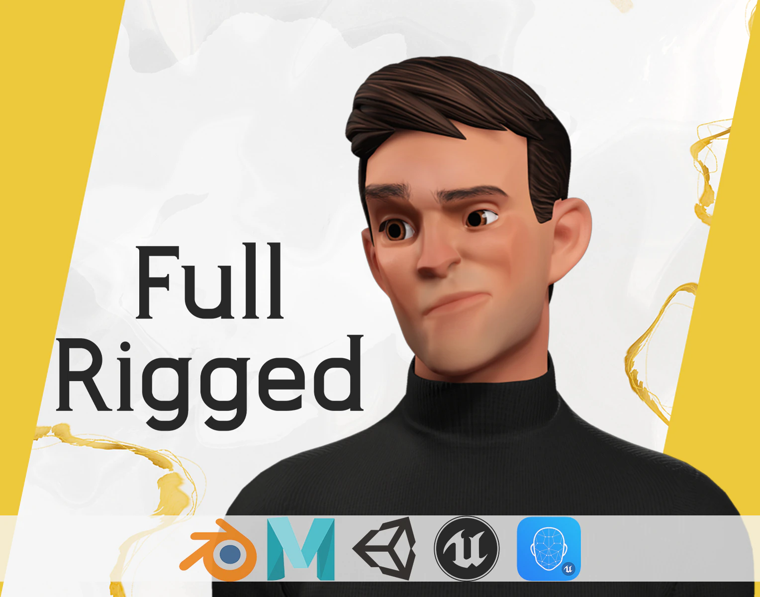 Stylized Young Male 3D Character for Animation 3D Model .c4d .max .obj .3ds .fbx .stl .blend 