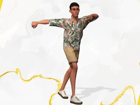 Cartoon Man Dancing stylized human 3D Model