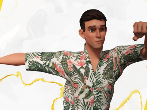 Cartoon Man Dancing stylized human 3D Модель