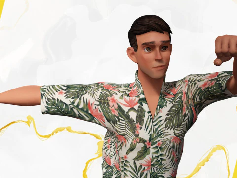 Cartoon Man Dancing stylized human 3D Model