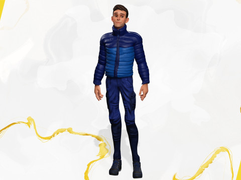 Cartoon in winter clothes gesturing stylized character Modèle 3D