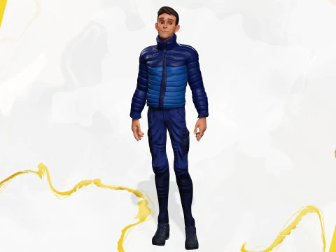 Cartoon in winter clothes gesturing stylized character 3D Model