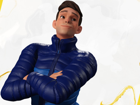 Cartoon in winter clothes gesturing stylized character Modèle 3D