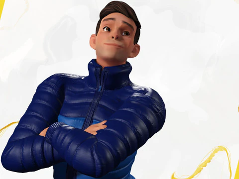 Cartoon in winter clothes gesturing stylized character 3D Model
