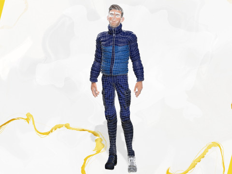 Cartoon in winter clothes gesturing stylized character Modèle 3D